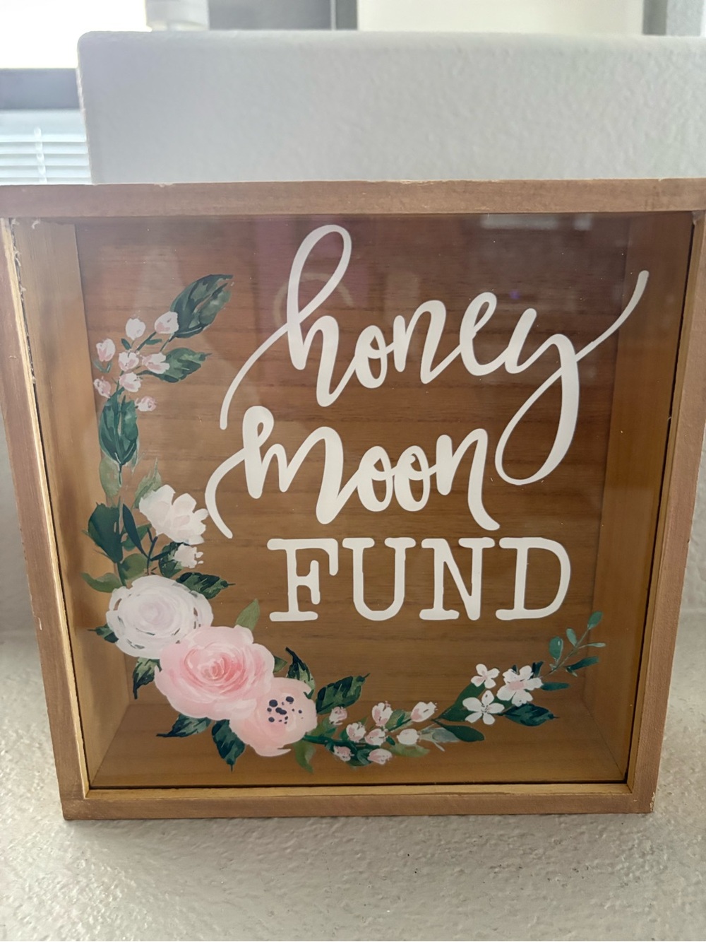 Honey Moon Fund Decorative Shadow Box - Pink Floral